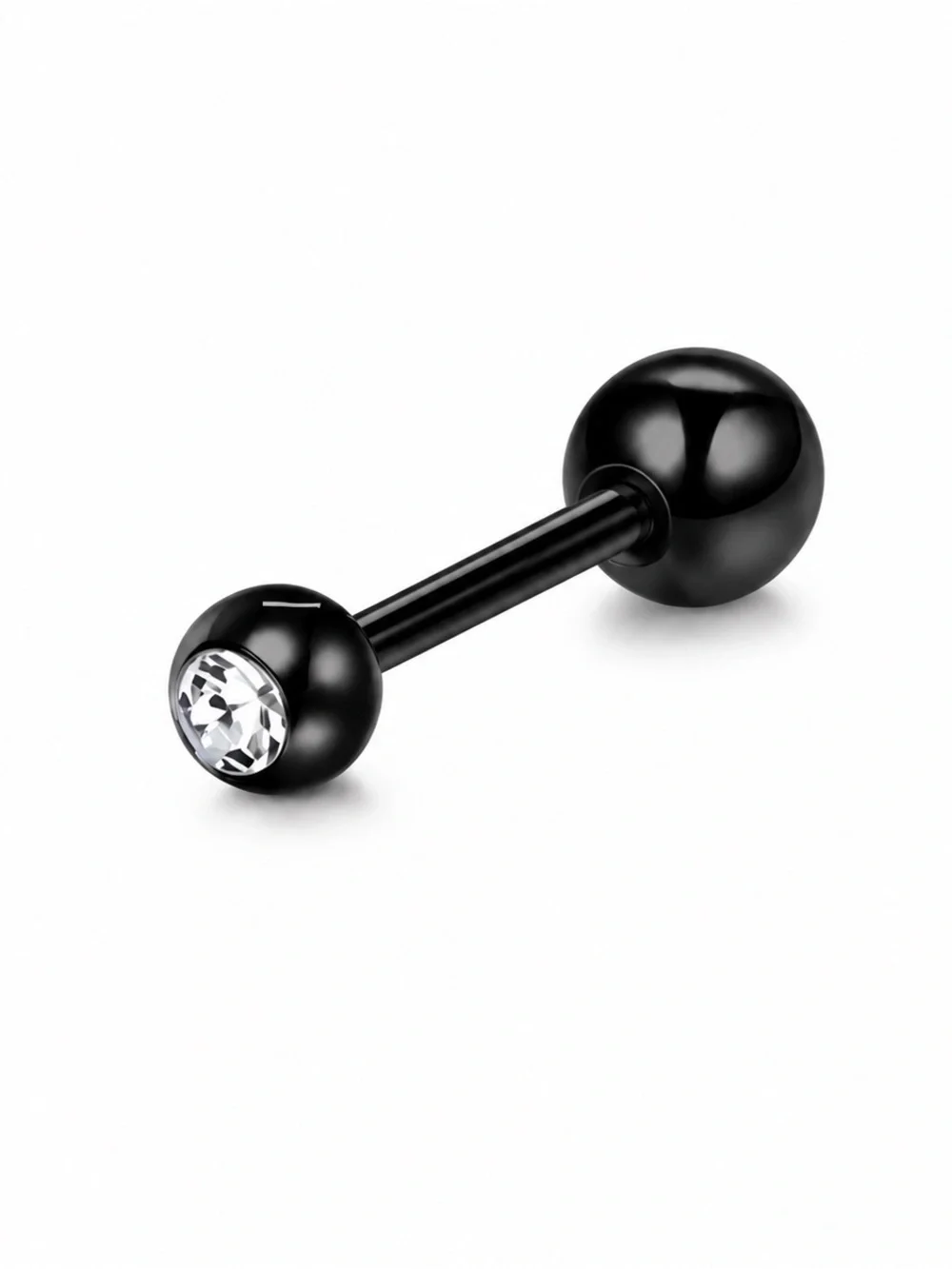 Black CZ Ball Cartilage Barbell Earring Helix Tragus Piercing 18G